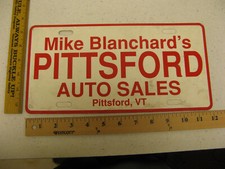 MIKE BLANCHARD AUTO SALES PITTSFORD VERMONT VT CARDBOARD BOOSTER LICENSE PLATE