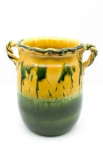 Italica Ars Terracotta Pottery Vase Hand Painted Made in Italy Handled 7"