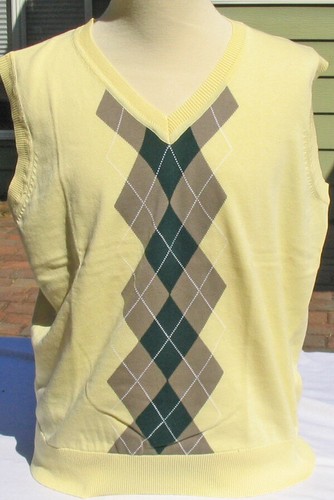 Argyle sweater vests Cream/Yellow/Tan 
