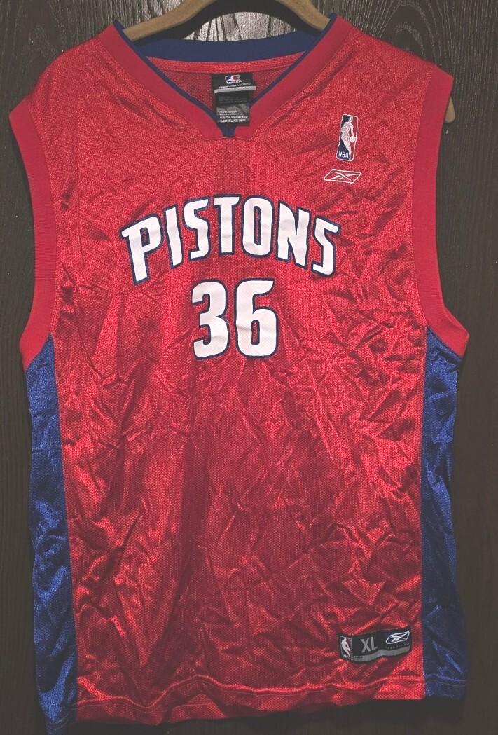 Reebok Red Rasheed Wallace Detroit Pistons Basketball Jersey