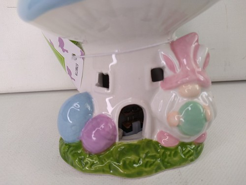 Hobby Lobby Casa dei funghi di Pasqua gnomo coniglio ceramica blu nuovo con etichette si illumina - Foto 2 di 11