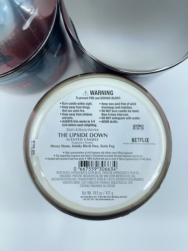 Bath And Body Works (4 Pack) STRANGER THINGS UPSIDE DOWN 3 Wick Candle New! - Picture 2 of 2