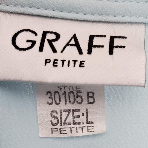 Womens Blouse Size Petite Large Light Green Button Up V Neck Top By Graff New - Picture 7 of 7
