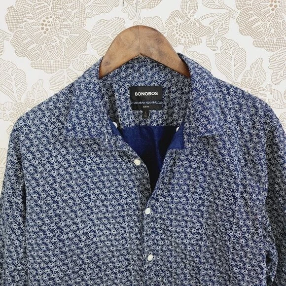 Bonobos 修身纽扣长袖正装衬衫印花 L 1085 — 第 3/4 张图片