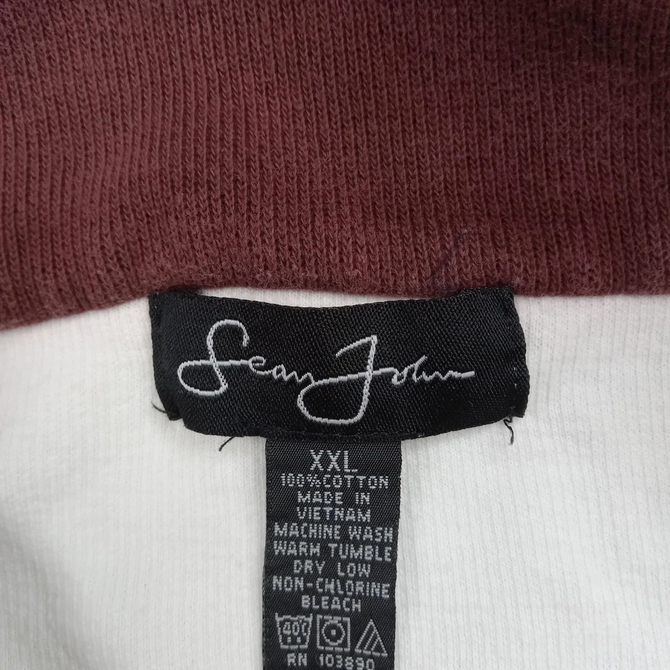 Conjunto de chándal Sean John para hombre 2XL blanco borgoña chaqueta con cremallera pantalones jogger Diddy Foto 3 de 4