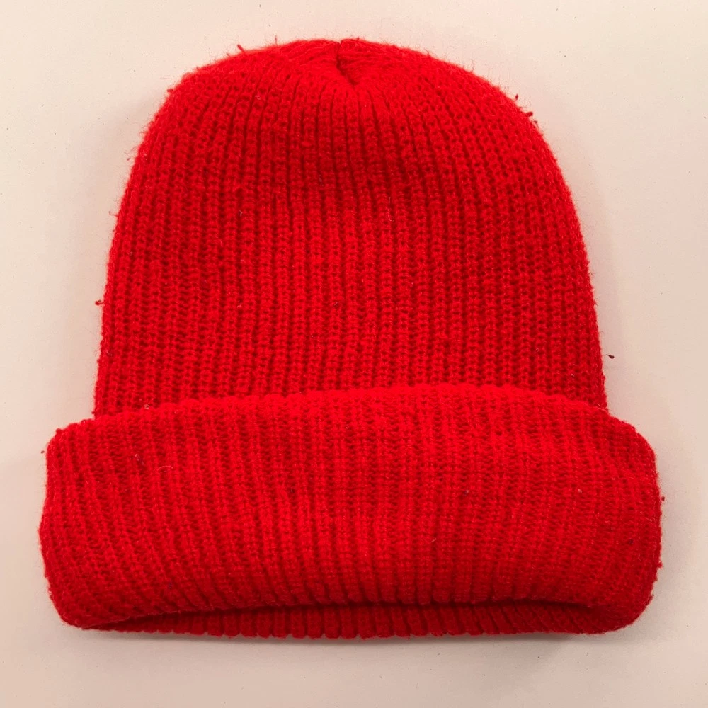 Retro Thick Knit Orange Winter cuff cap