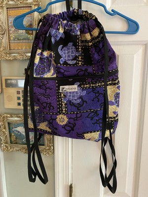 Local Design Hawaii Purple Turtle Drawstring Bag