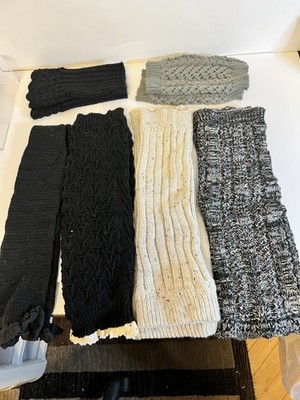 Lot of 6 Knit Leg Warmers Arm Warmers Boot Cuffs Cable Ribbed Winter