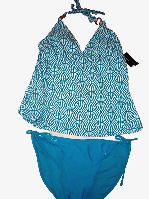 Tankini Top (Massimo) Parte Inferior (OP) 2 Piezas Traje de Baño - Mezcla y Combinación (Turquesa) - Talla XL Foto 2 de 4