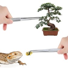 2 Pcs Straight and Curved Tip Tweezers 12 Inch, Stainless Steel Precision Twe...