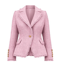 New Giselle Single Breasted Tweed Blazer - Blush - The Noli Shop - Medium