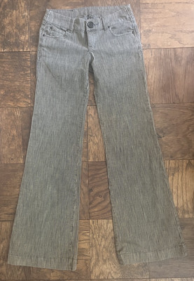True Vintage Level 99 Pinstripe Railroad Wide Leg Flare Jeans Blk