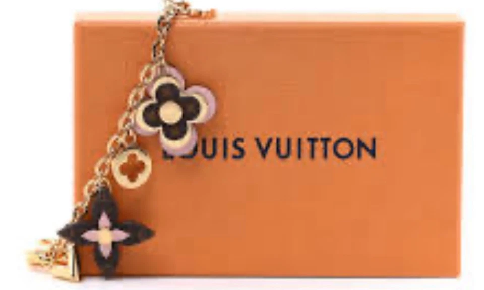 Louis Vuitton Bolso Flores Florecientes Cadena Dije Llavero Dorado Foto 2 de 4