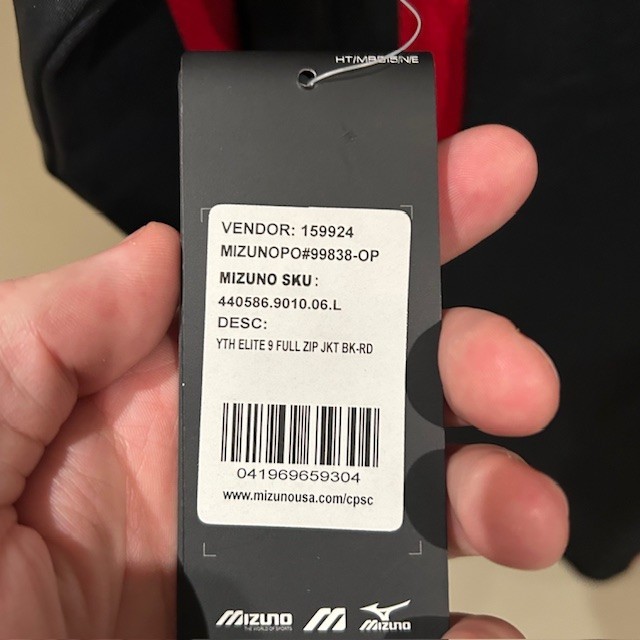 Mizuno Youth Elite 9 Full Zip Jacket Large Red Black NWT Baseball