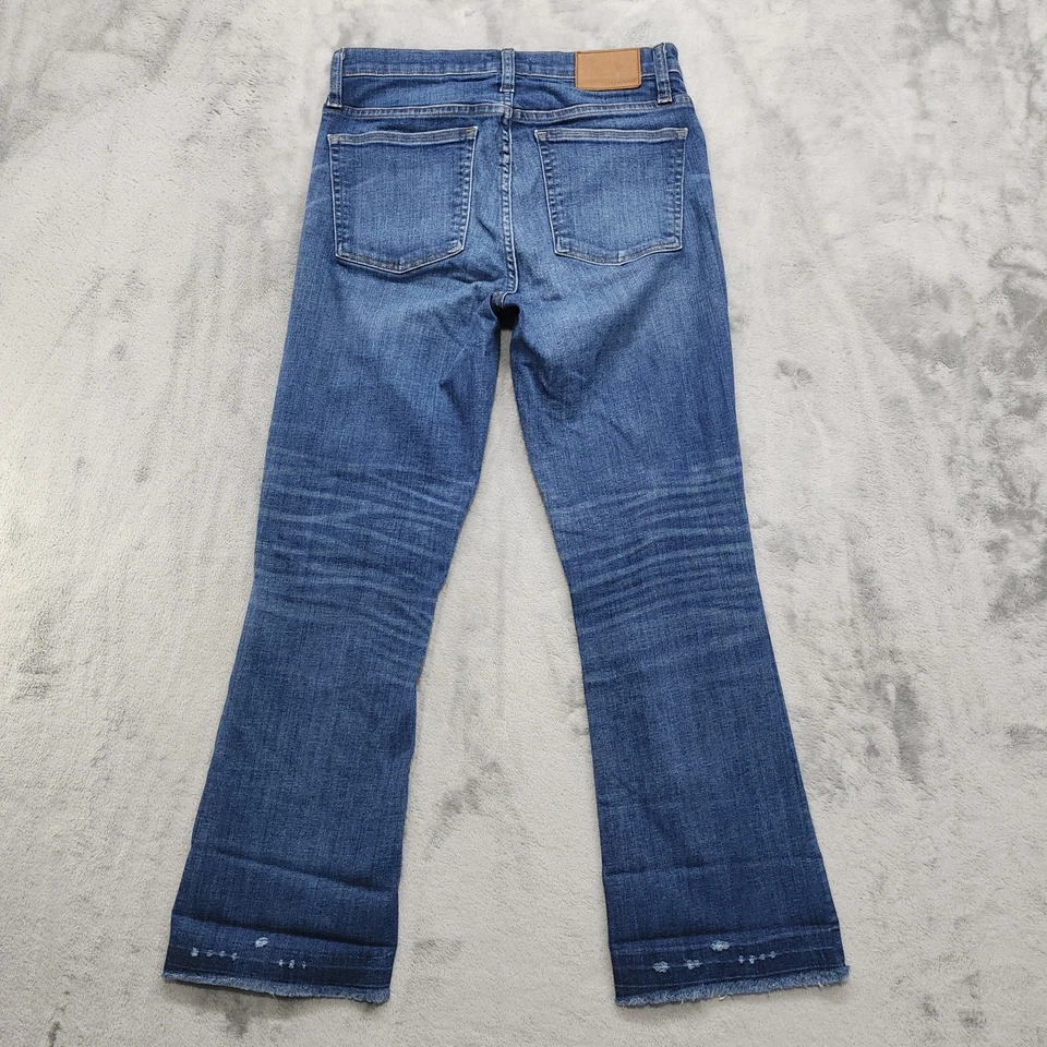 J.Crew Jean Womens 28 Blue Denim Billie Demi Boot Crop Kick Flare Raw Hem Casual - Image 2 of 4