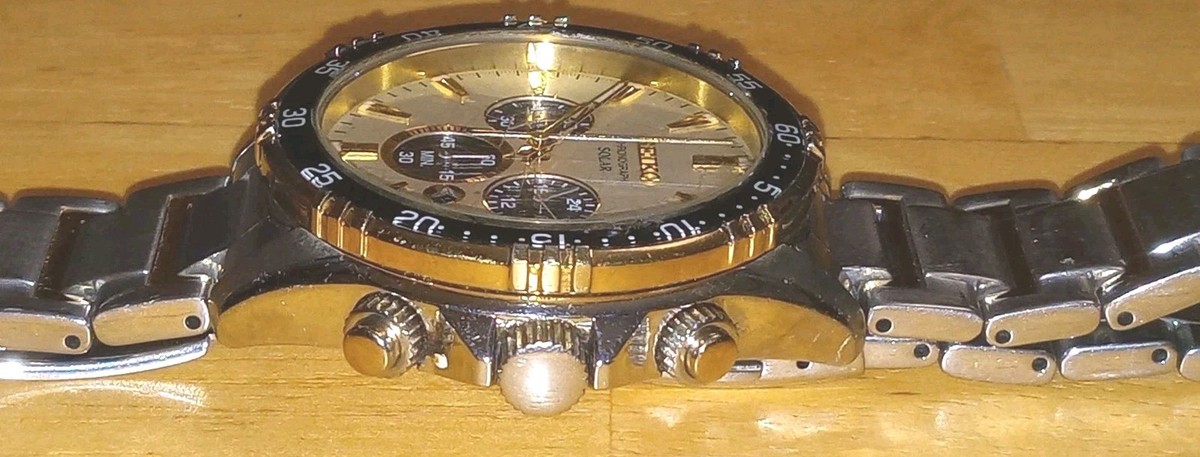 Seiko Core Chronograph V175-0DH0 Two-Tone Men's Solar Watch