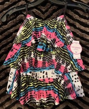 Justice Girls Size 8 Tie Dye 2 Piece Reversible Bottoms Swimsuit Set NWT M655