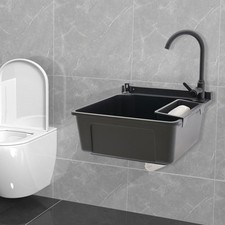 Wall-Mounted Sink Laundry Sink Black Utility Sink Rectangular Sink 51 44.5 24cm