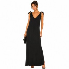 Show Me Your Mumu Black Resort Tie Shoulder Flowy Maxi Gown Dress M NWT