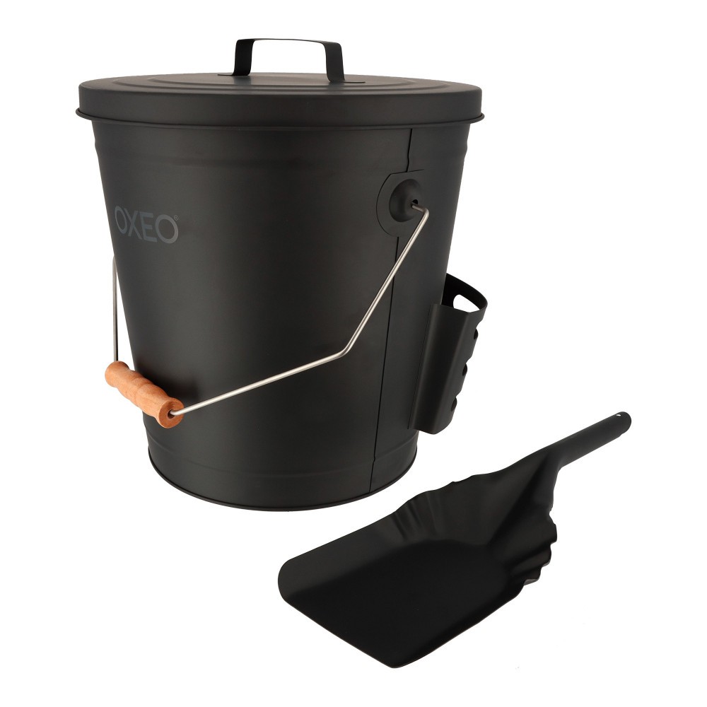 Seau à cendres en acier robuste 24L finition mat de qualité