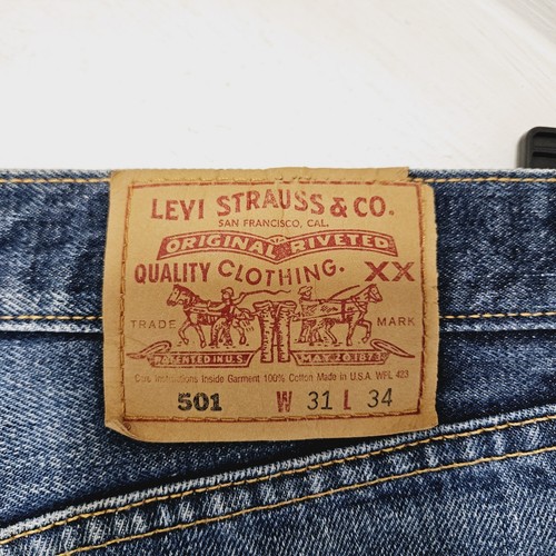 Levis 501 Herren Jeans Vintage Dunkelblau W31 L34 Regular Straight Leg - Bild 10 von 21