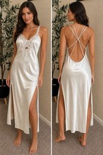 Expressions California Dynasty Ivory Satin Night Gown Lingerie Coquette Wedding