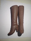 Vintage Barbie Doll Squishy Brown Lace Up Boots Taiwan NICE