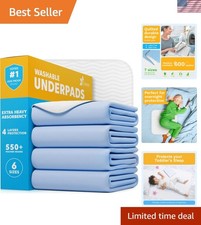 Highly Absorbent Quilted Underpads - 34x36 Reusable Bed Pads for Adults and Pets