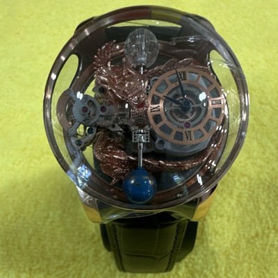 Montres Prestige Automatic Skeleton Dragon Watch Rose Gold/Black Leather-MPW0141