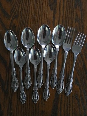 Oneida Michelangelo Heirloom Stainless Steel Flatware Ornate Spoons Forks Lot 9