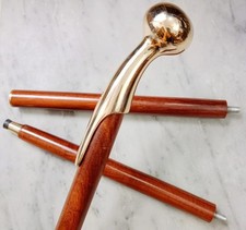 Brass Hams Victorian Handle Wooden Vintage Walking Cane Antique Style stick
