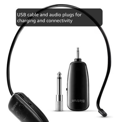 Wireless Headset Mic WXM01 UHF Microphone w/ Receiver 50m Range Bietrun