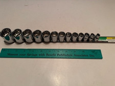 CHROME VANADIUM 13PC SAE 3/8" DRIVE - 12 POINT STANDARD SOCKET SET  RAIL