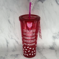 Dunkin Halloween Glow In The Dark MAGENTA 24oz Acrylic *FREE GIFT W/PURCHASE*