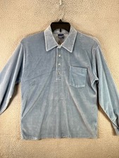 Vintage Career Club Shirt Mens Large Blue Terry Cloth Ringer Pocket 70s