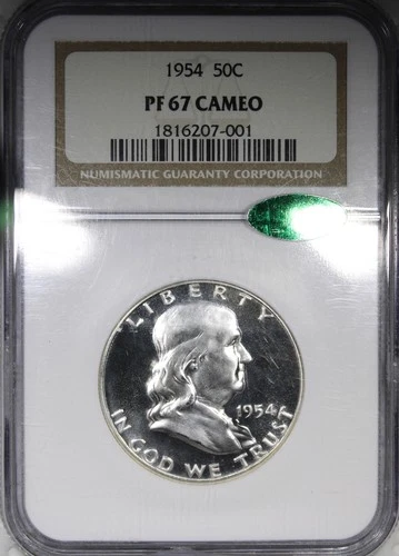 1954 Proof Franklin Half Dollar NGC PR67 CAMEO CAC