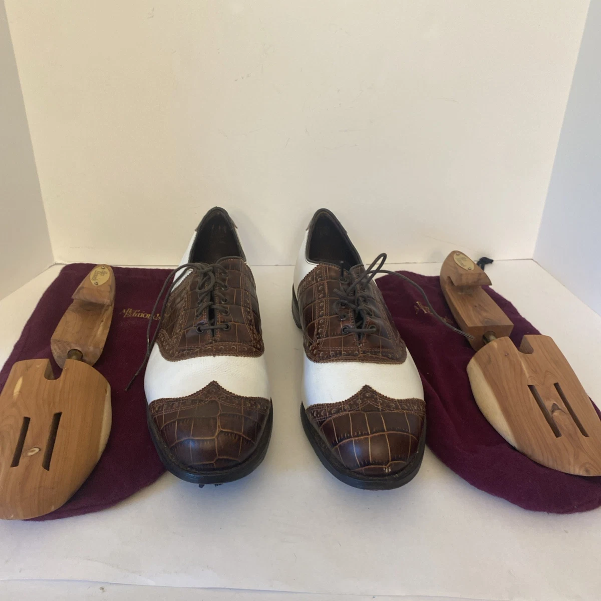 Allen Edmonds Heritage Honors‎ Collections Mens Size 9 White Brown Golf Leather Golf Shoes main image 2