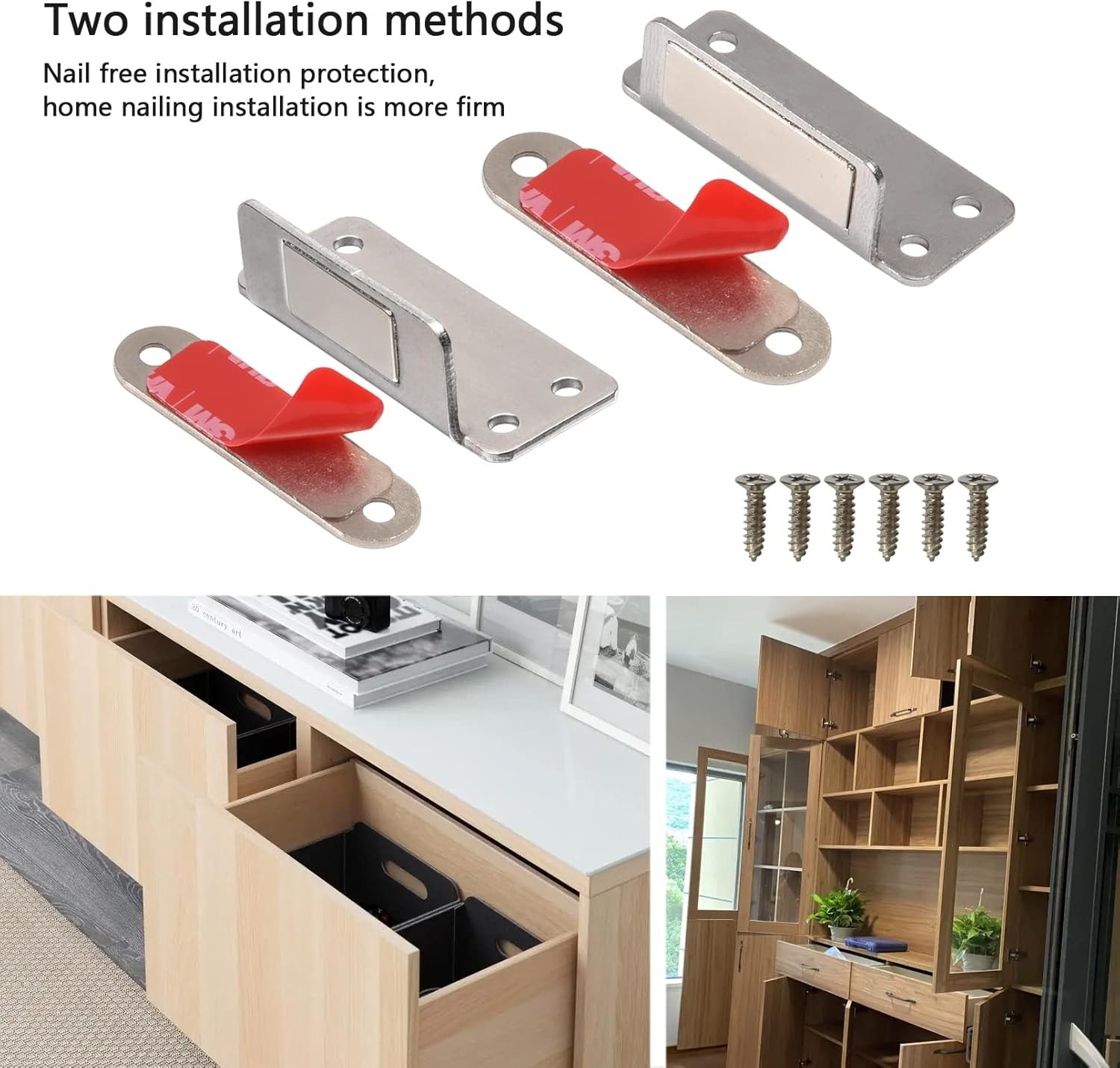 Mousike Double Magnetic Door Catch，60lb Stainless Steel L30-8, 60lb - 2in 