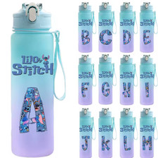 Borraccia Stitch Bambini 750ml con Lettera A-Z  Bottiglia Acqua Scuola Sport