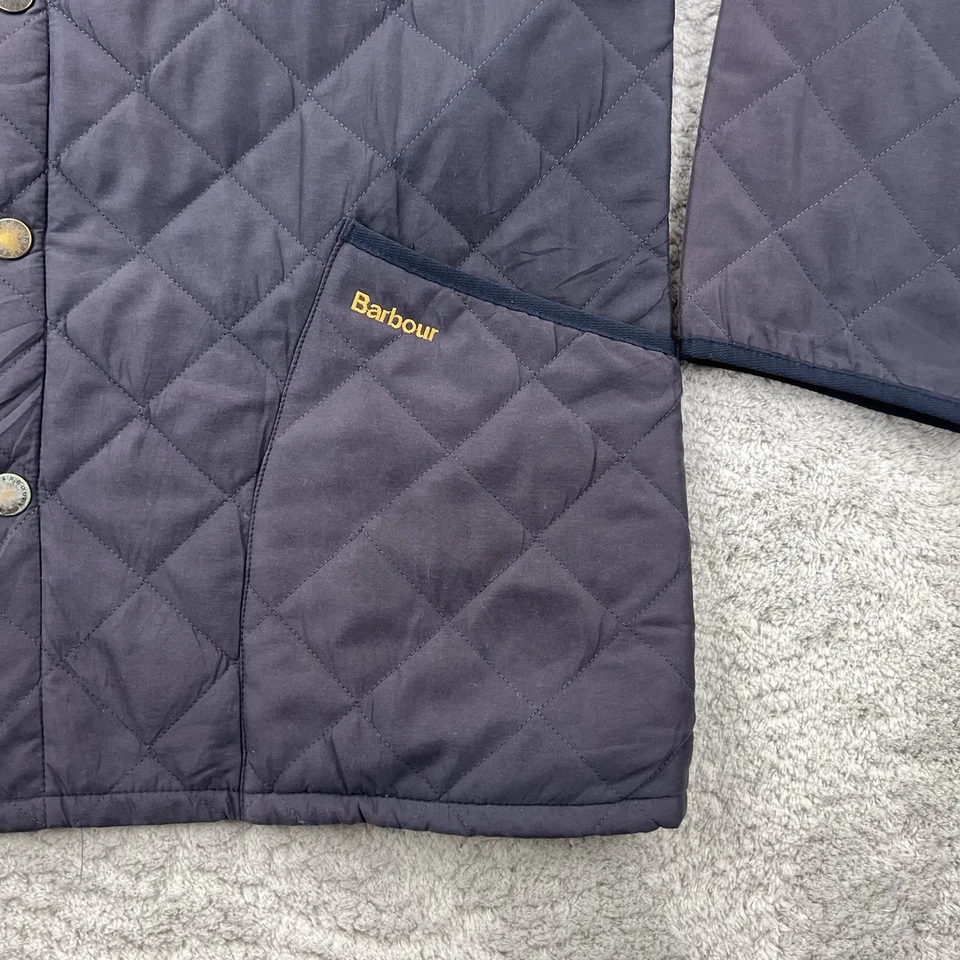 Vintage Barbour Herren Stepp Jacke Gr.M Blau Eskdale Halblang Mantel Winter LOGO - Bild 3 von 4
