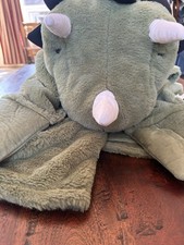 Pillowfort T Rex Dinosaur Blanket Plush Hooded Hand Pocket Green Warm Soft 40x50