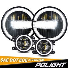 7inch LED Headlight Halo DRL Projector +4in Fog light For Jeep Wrangler JK LJ TJ