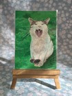 ACEO Original OOAK Sleepy Cat #5 Mini Art Gouache Painting by ArtsyyCarly — photo 1
