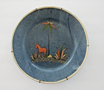 Vintage 1940s Mexican Blue Tlaquepaque Pottery 10.5-inch Plate - Image 1 of 4