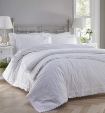 Image of Balmoral Broderie Anglais Percale Duvet Cover Bed Set, White, 1 King, White