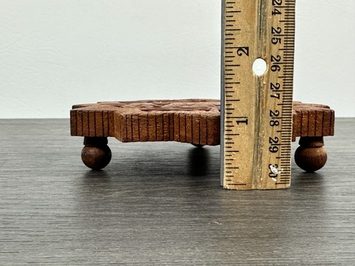 Schöner 5" Holz geschnitzter Untersetzer mit Elefanten Design - Bild 8 von 9