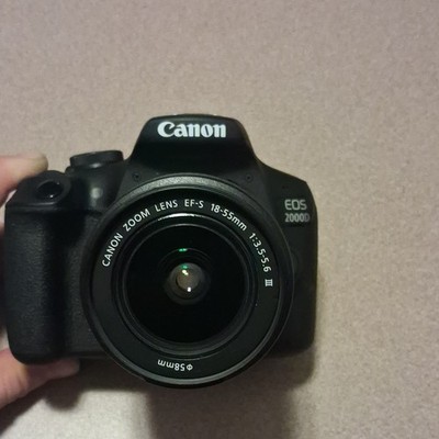 Canon EOS 2000D DSLR 24.1MP w/ EF-S 18-55mm Lens, AF, HDMI/USB, Black