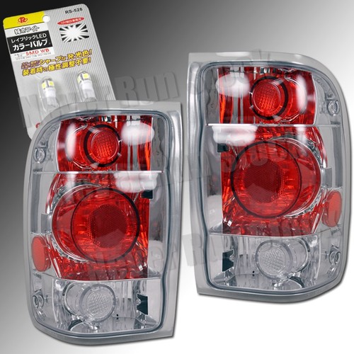 98-00 FORD RANGER CLEAR CHROME ALTEZZA TAIL LIGHTS + WHITE LICENSE ...