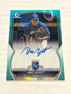 2023 BOWMAN CHROME DRAFT HIRO WYATT 176/199  AQUA LAVA ON CARD AUTO 1ST ROYALS 