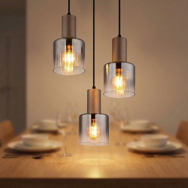 Pendelleuchte HäNgelampe Esszimmerleuchte Kaffeefarben Glas KüChenlampe H 150 Cm-image